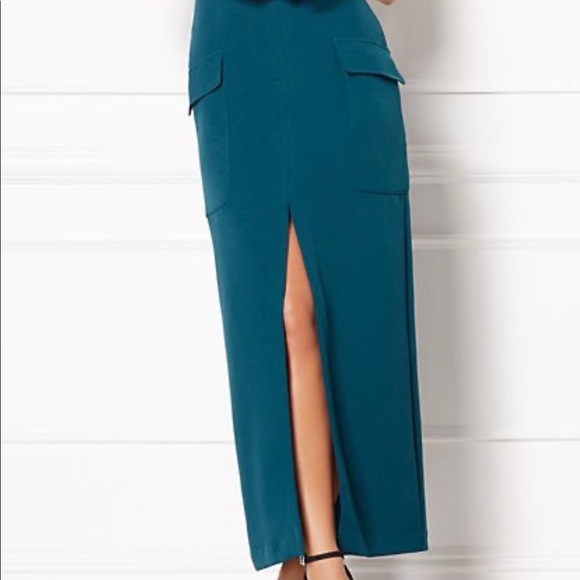NWT High Slit Skirt Teal Color - Size 8 - Picture 1 of 5